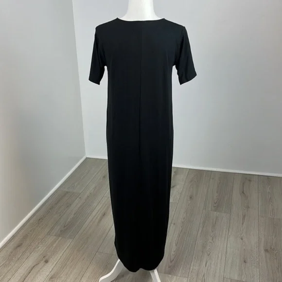 Round Neck Short Sleeve Midi Dress - Black Size Small - Picture 4 of 8